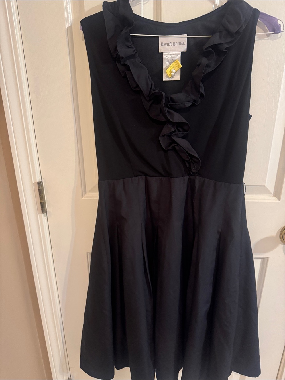 David's Bridal Black Ruffle V-Neck Girls Dress